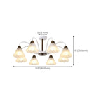 Elegant Down Floral Glass Shade Wood Semi Flush Ceiling Light