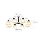 Elegant Down Floral Glass Shade Wood Semi Flush Ceiling Light