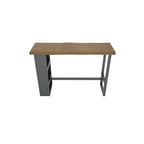 Industrial Brown Wooden Bar Height Table Metal Base with Shelves