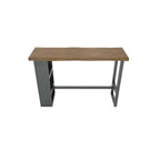 Industrial Brown Wooden Bar Height Table Metal Base with Shelves