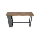 Industrial Brown Wooden Bar Height Table Metal Base with Shelves