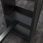Industrial Brown Wooden Bar Height Table Metal Base with Shelves
