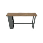 Industrial Brown Wooden Bar Height Table Metal Base with Shelves