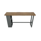 Industrial Brown Wooden Bar Height Table Metal Base with Shelves