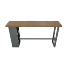 Industrial Brown Wooden Bar Height Table Metal Base with Shelves