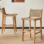 Scandinavian Wooden Ratten Bar Stool