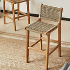 Scandinavian Wooden Ratten Bar Stool