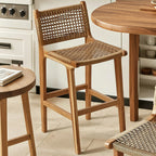 Scandinavian Wooden Ratten Bar Stool