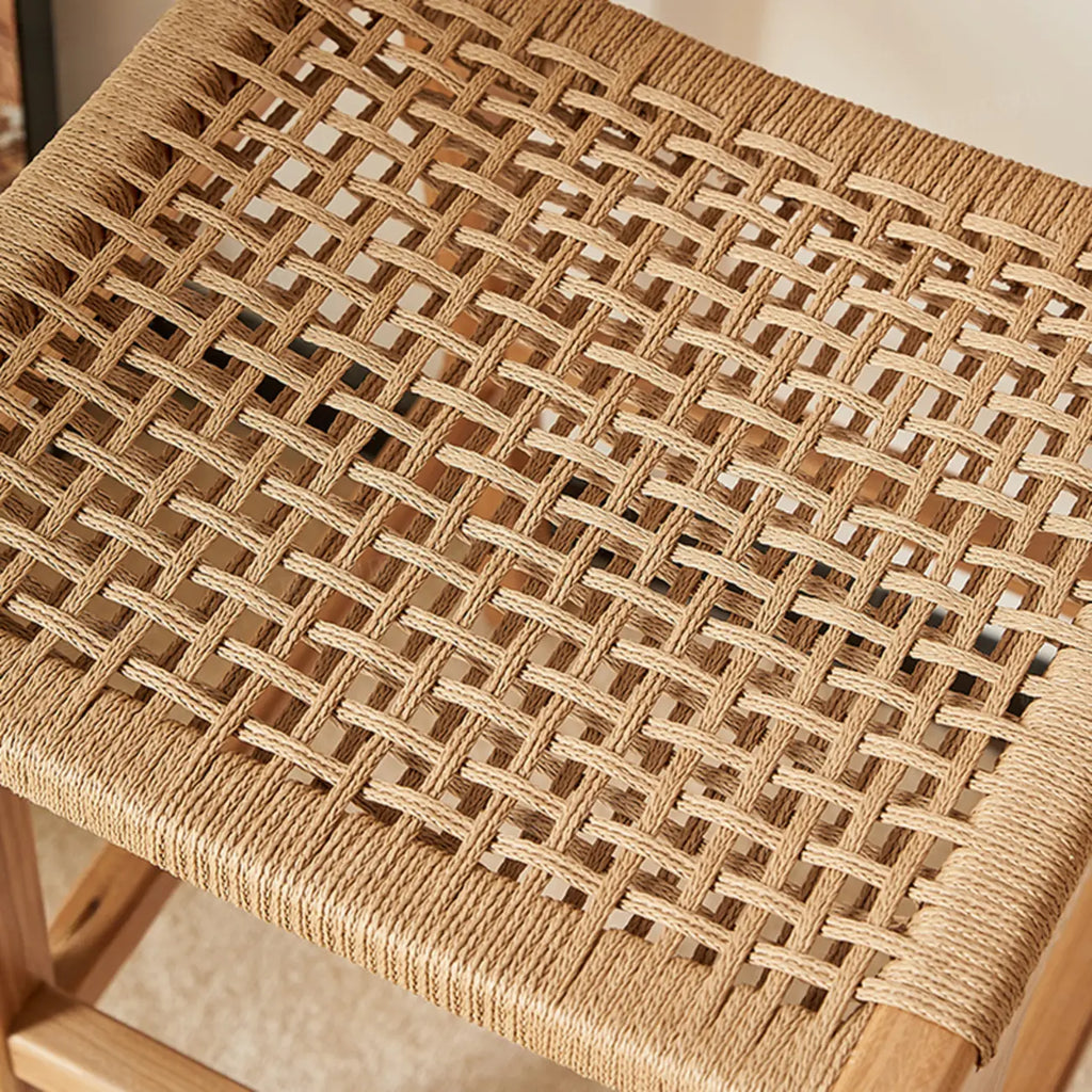 Scandinavian Wooden Ratten Bar Stool