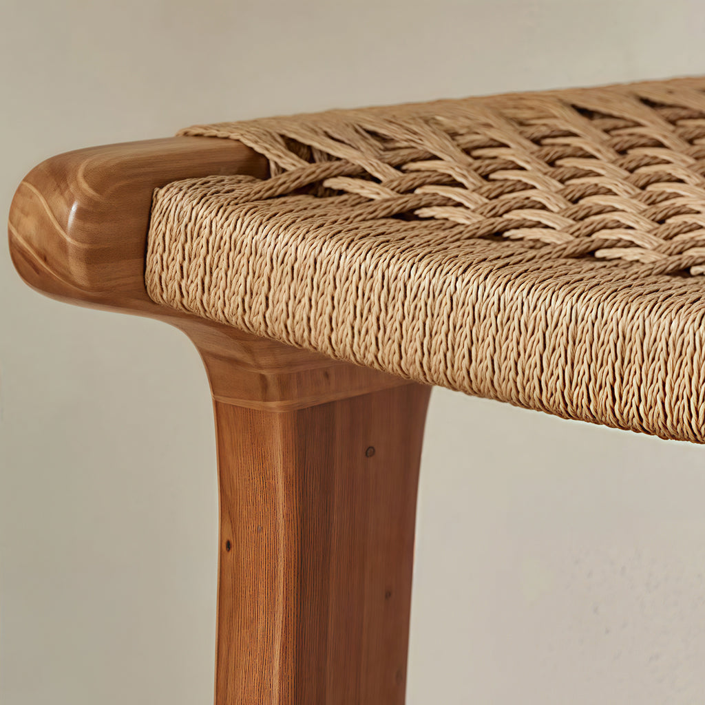 Scandinavian Wooden Ratten Bar Stool