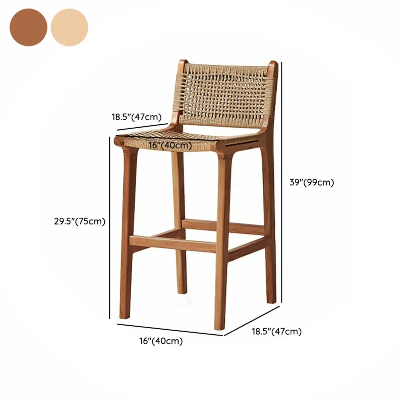 Scandinavian Wooden Ratten Bar Stool