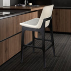 White Ash Wood Bucket Leather Counter Stools For Kitchen Island