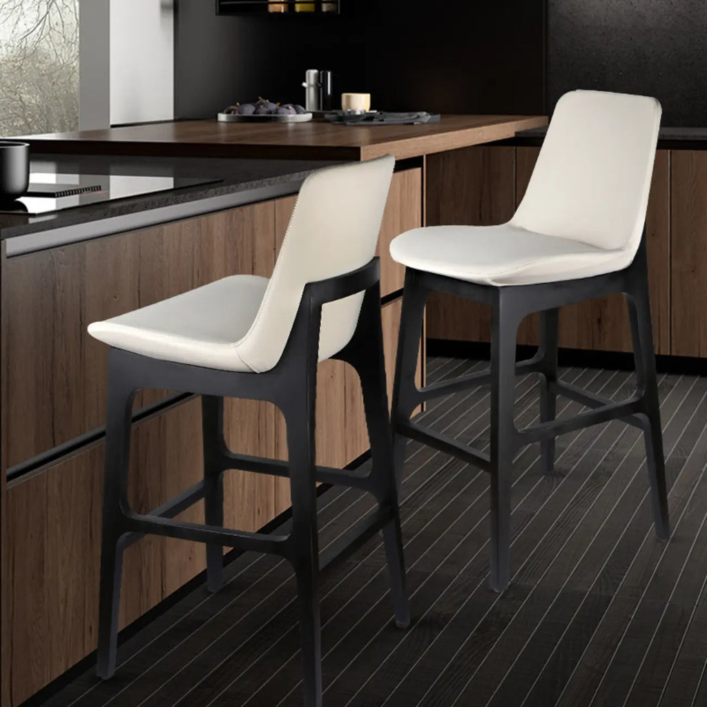 White Ash Wood Bucket Leather Counter Stools For Kitchen Island