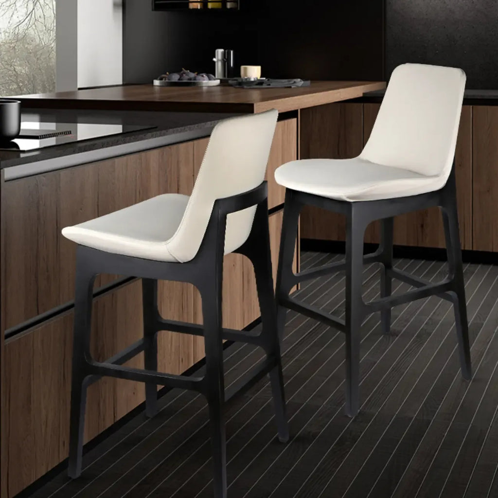 White Ash Wood Bucket Leather Counter Stools For Kitchen Island