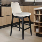 White Ash Wood Bucket Leather Counter Stools For Kitchen Island