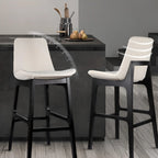 White Ash Wood Bucket Leather Counter Stools For Kitchen Island