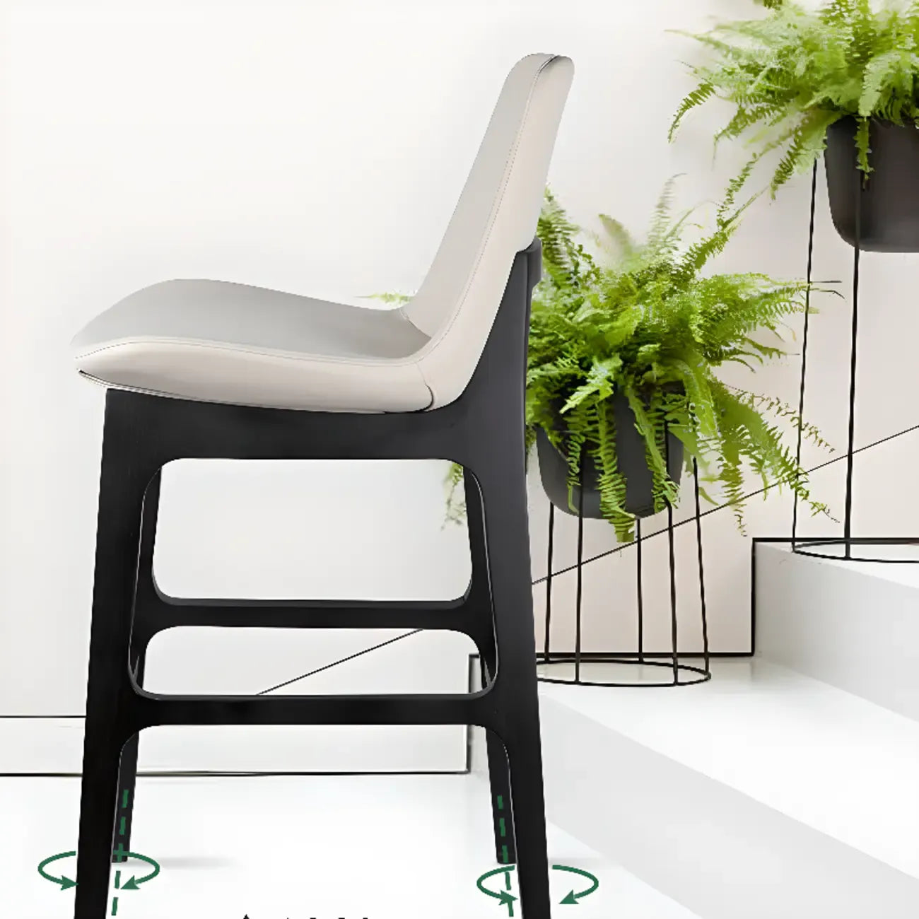 White Ash Wood Bucket Leather Counter Stools For Kitchen Island
