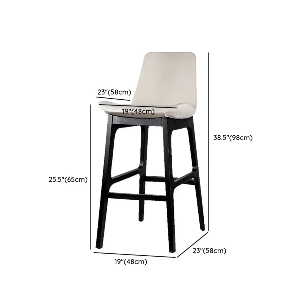White Ash Wood Bucket Leather Counter Stools For Kitchen Island