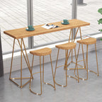 Glam Natural Wooden Golden Pedestal Modern Bar Tables