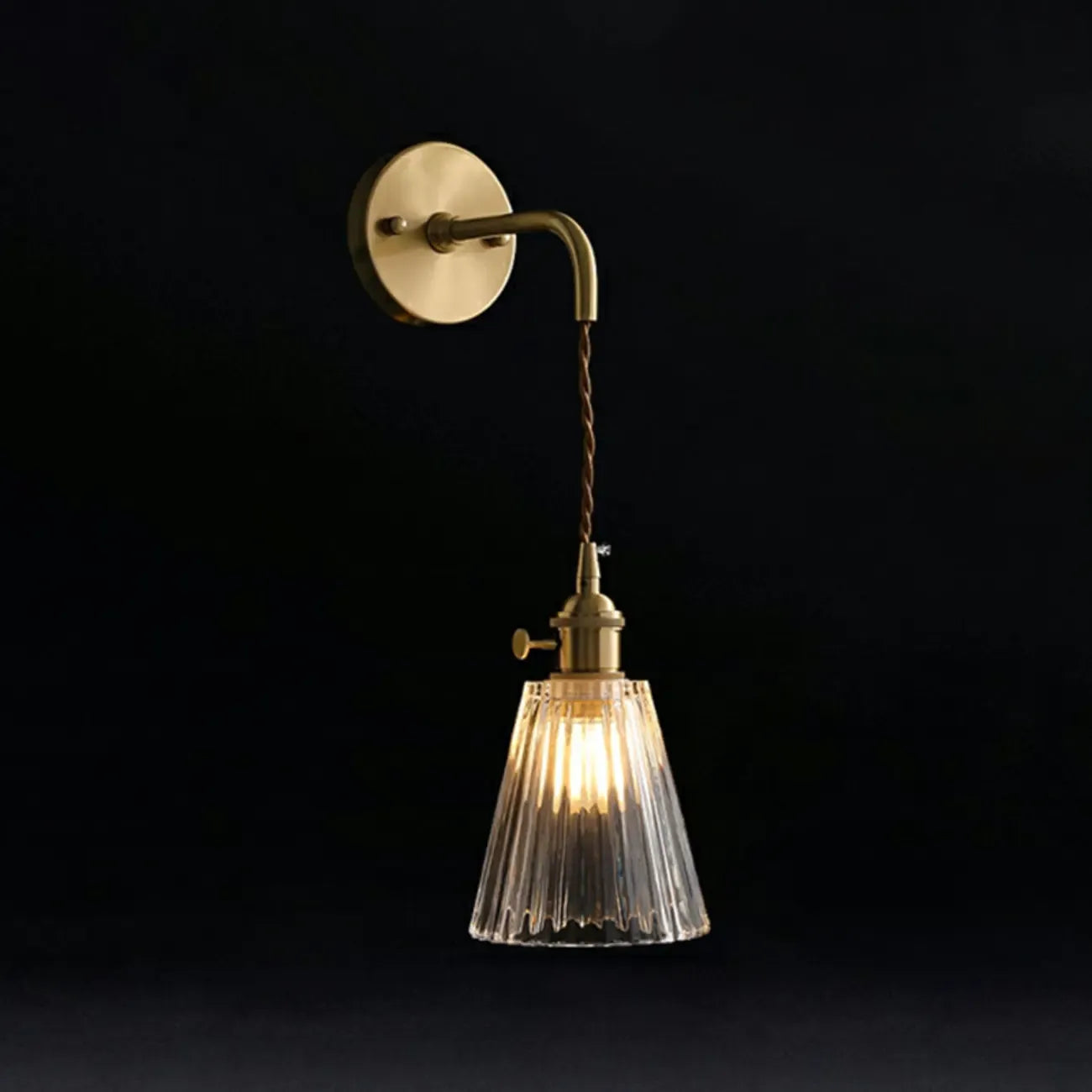 Transparent Vintage Swing Arm Wall Light for Bedroom Use