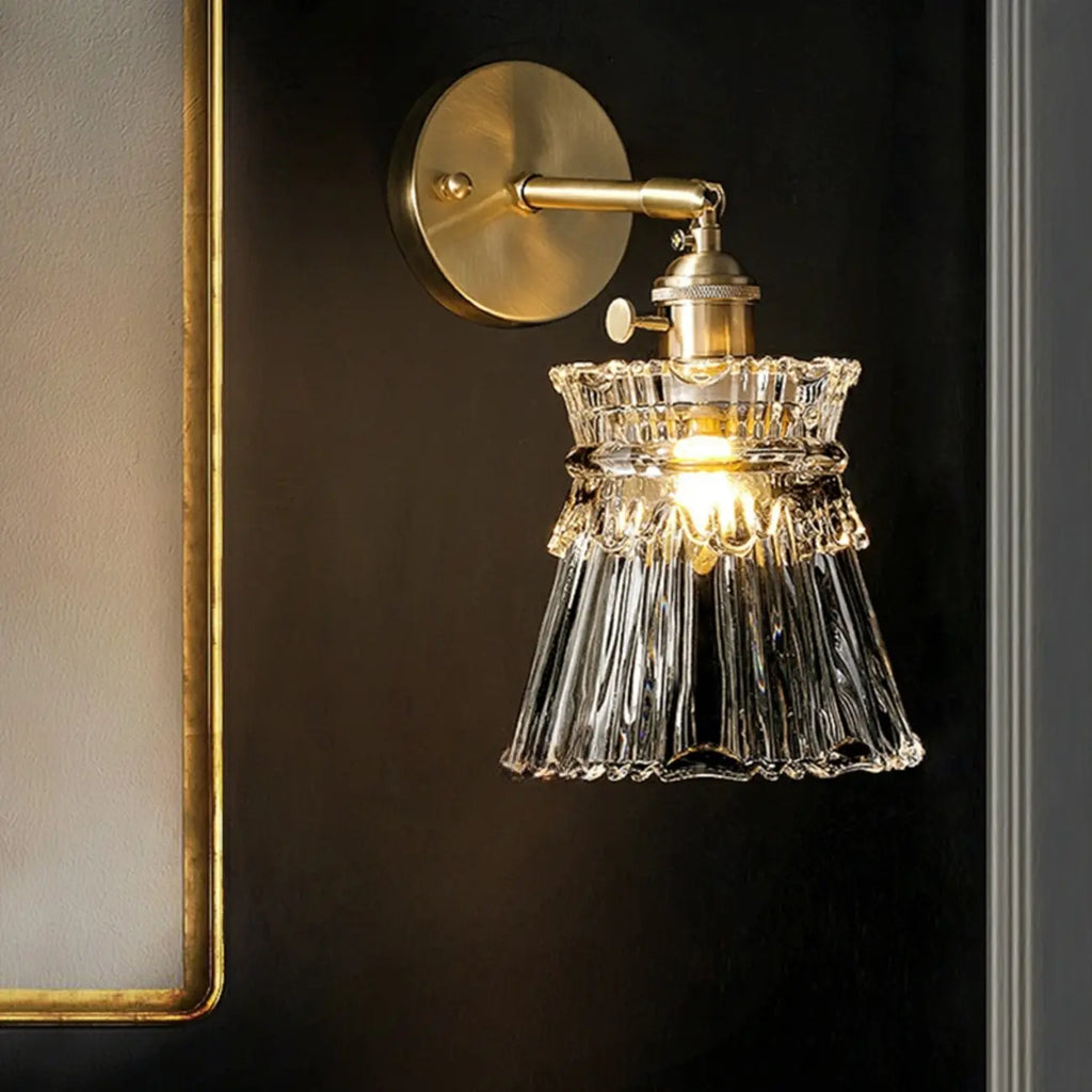 Transparent Vintage Swing Arm Wall Light for Bedroom Use