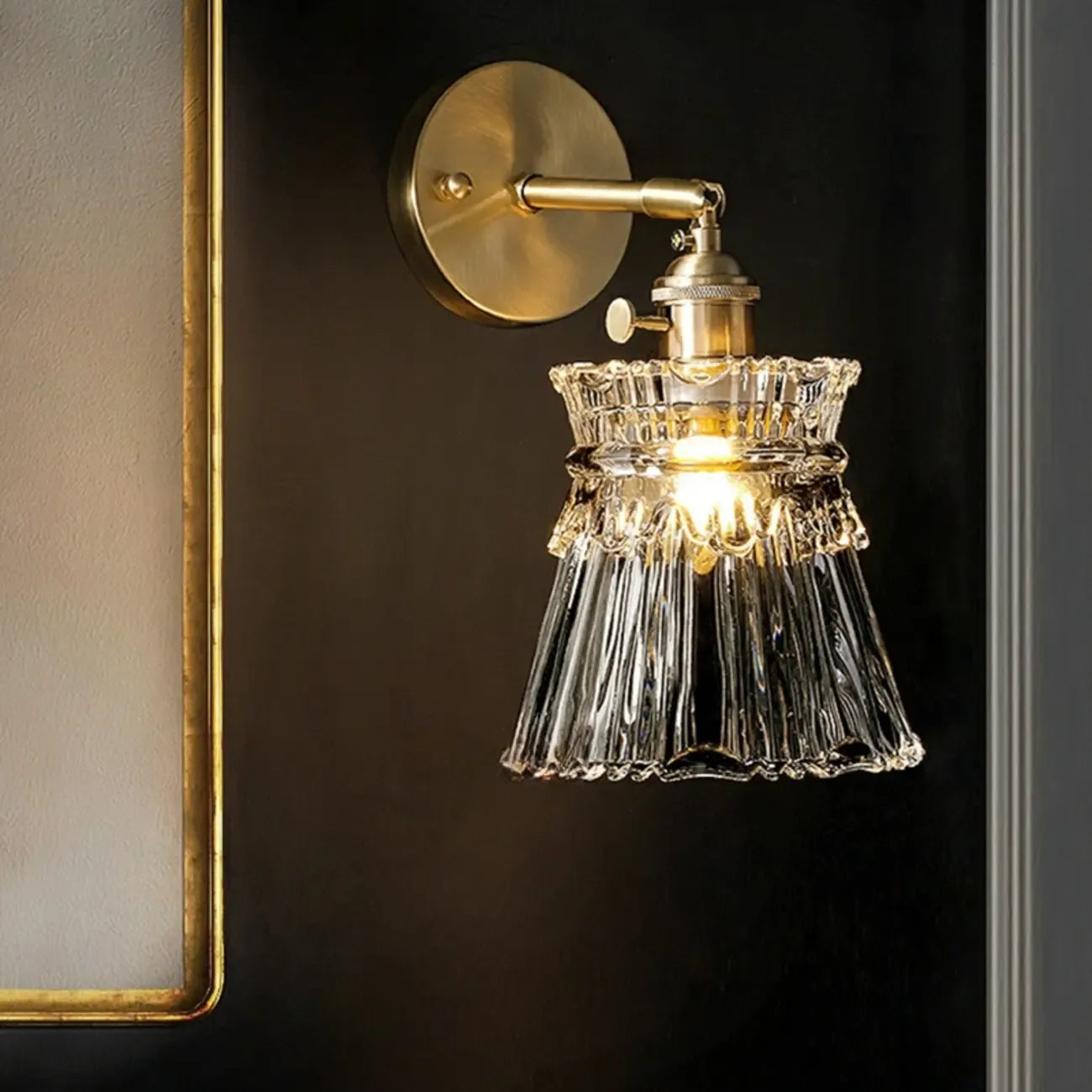 Transparent Vintage Swing Arm Wall Light for Bedroom Use