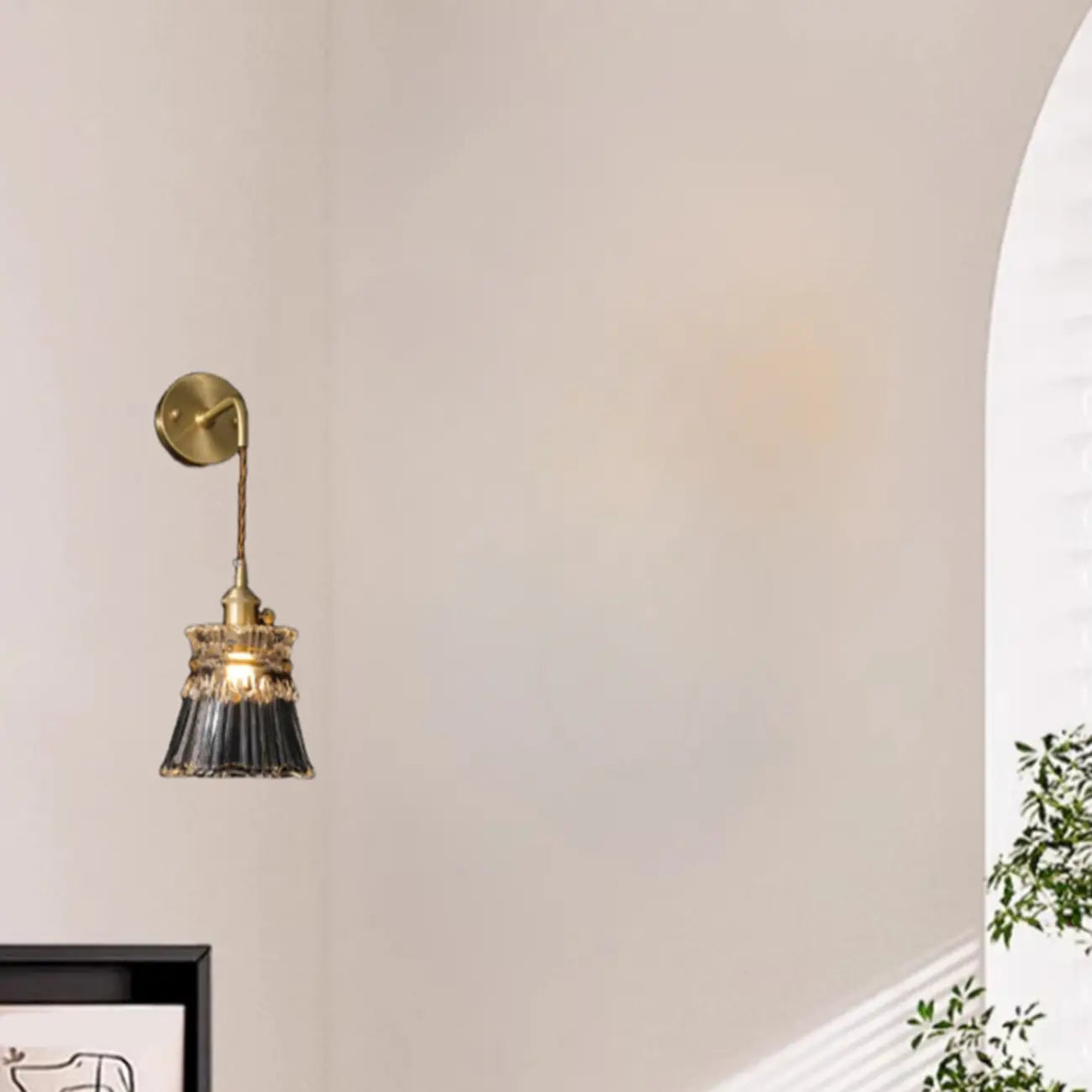 Transparent Vintage Swing Arm Wall Light for Bedroom Use