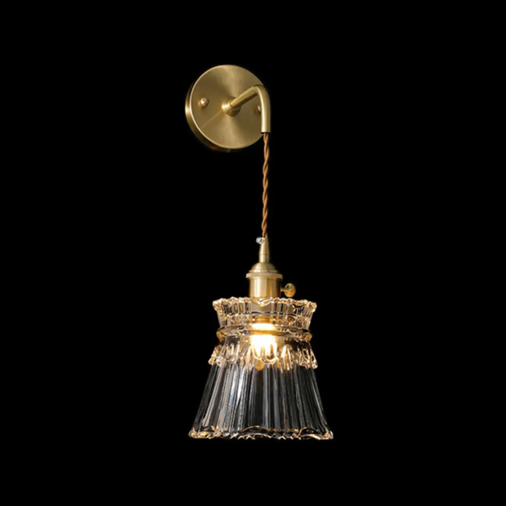 Transparent Vintage Swing Arm Wall Light for Bedroom Use