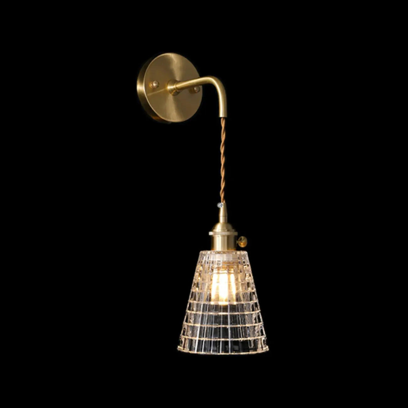 Transparent Vintage Swing Arm Wall Light for Bedroom Use