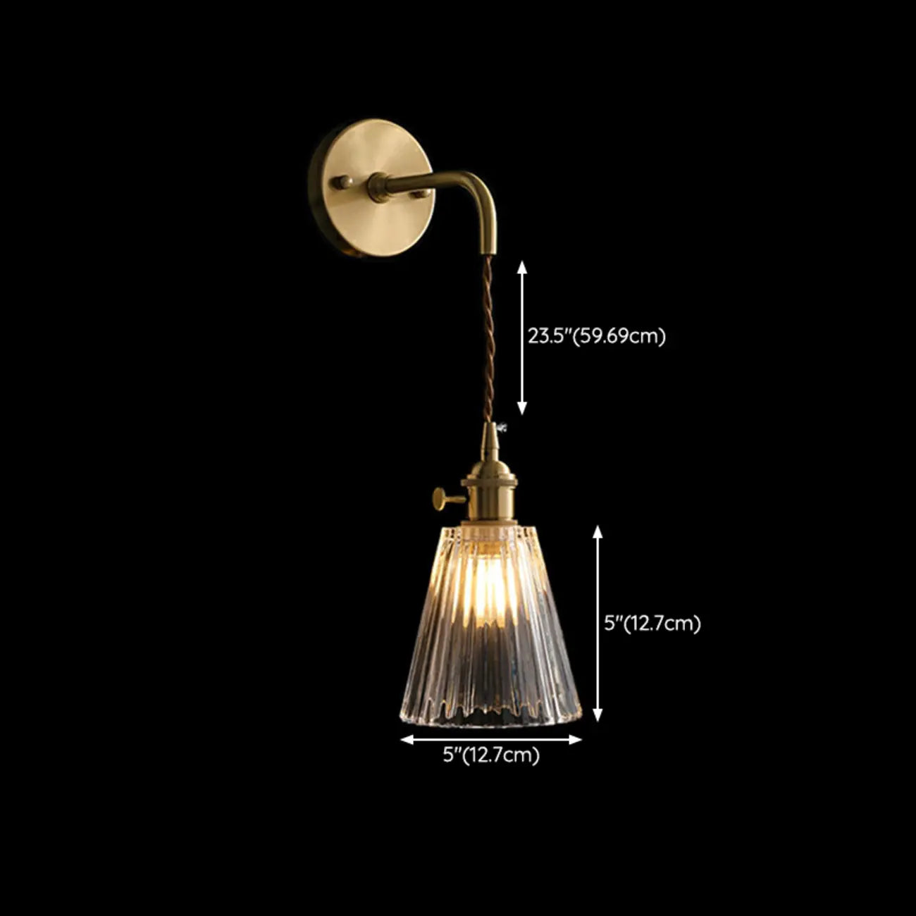 Transparent Vintage Swing Arm Wall Light for Bedroom Use