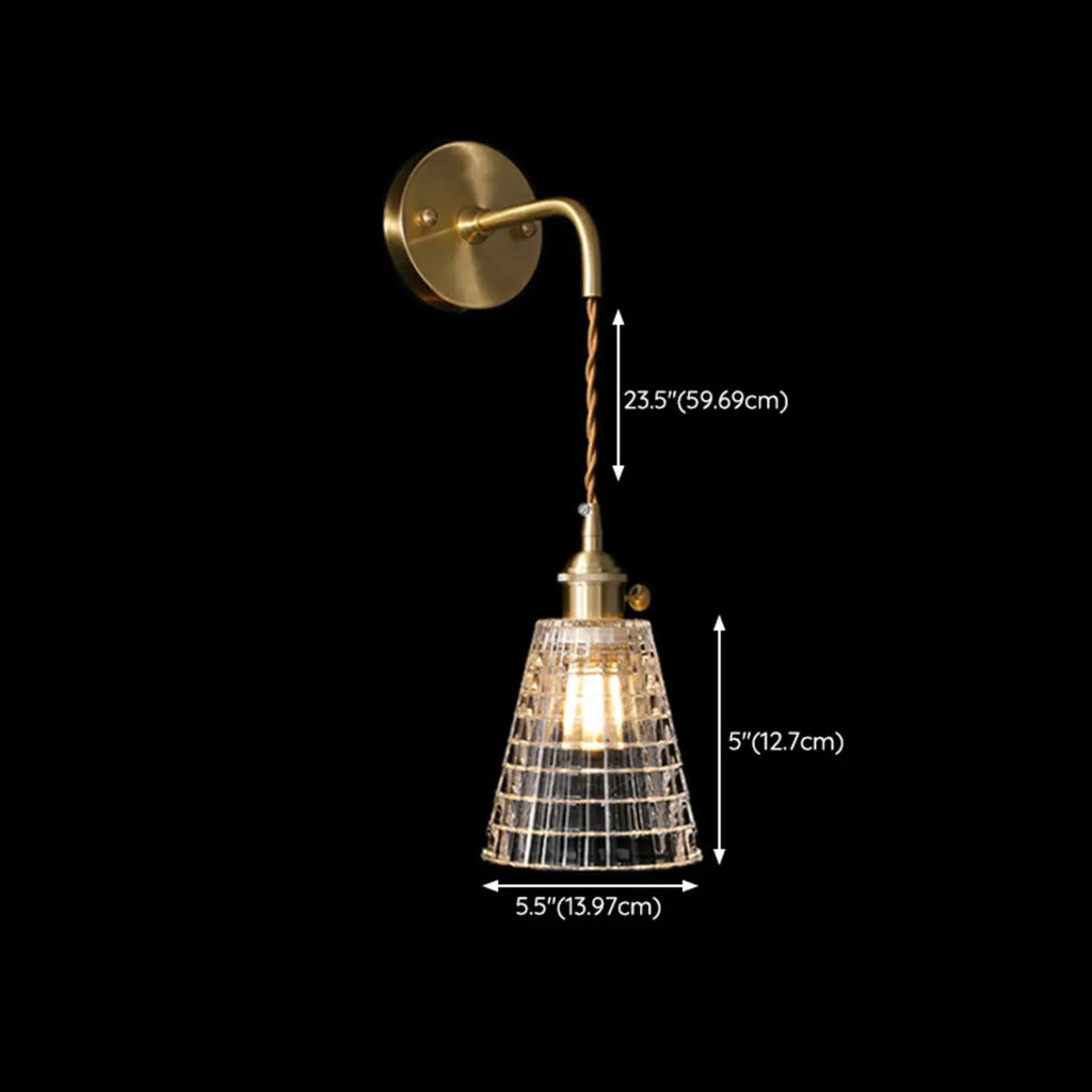 Transparent Vintage Swing Arm Wall Light for Bedroom Use