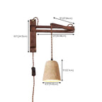 Rustic Stone Shade Adjustable Wooden Swing Arm Wall Light