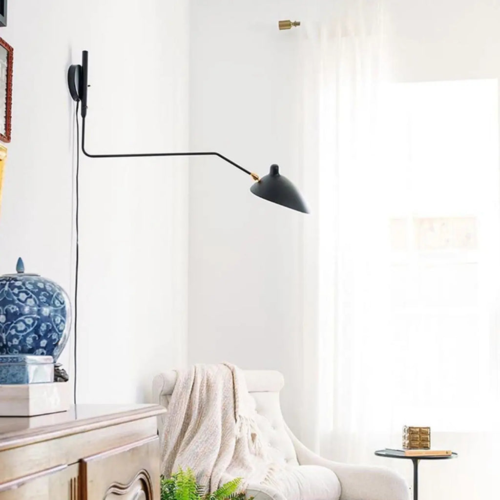 2-Light and 1-Light Metal Black Swing Arm Wall Light
