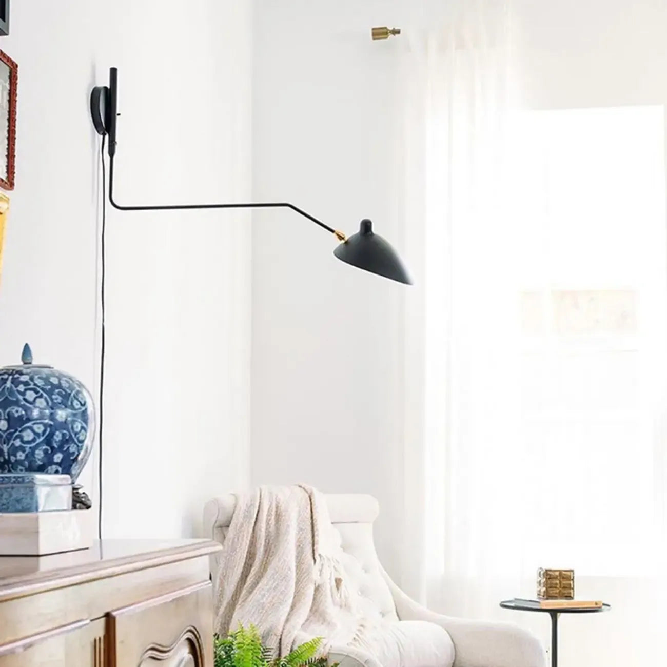 2-Light and 1-Light Metal Black Swing Arm Wall Light