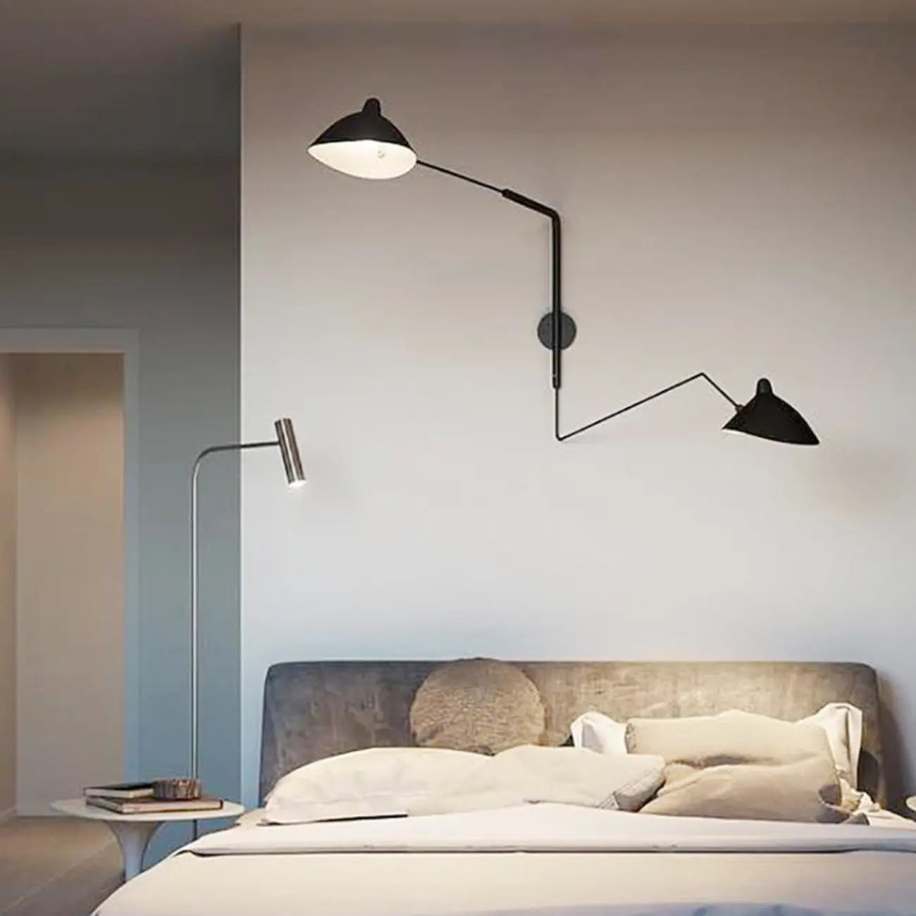2-Light and 1-Light Metal Black Swing Arm Wall Light