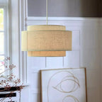 Beige Layered Elegance Fabric Pendant Light for Dining Area