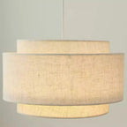 Beige Layered Elegance Fabric Pendant Light for Dining Area