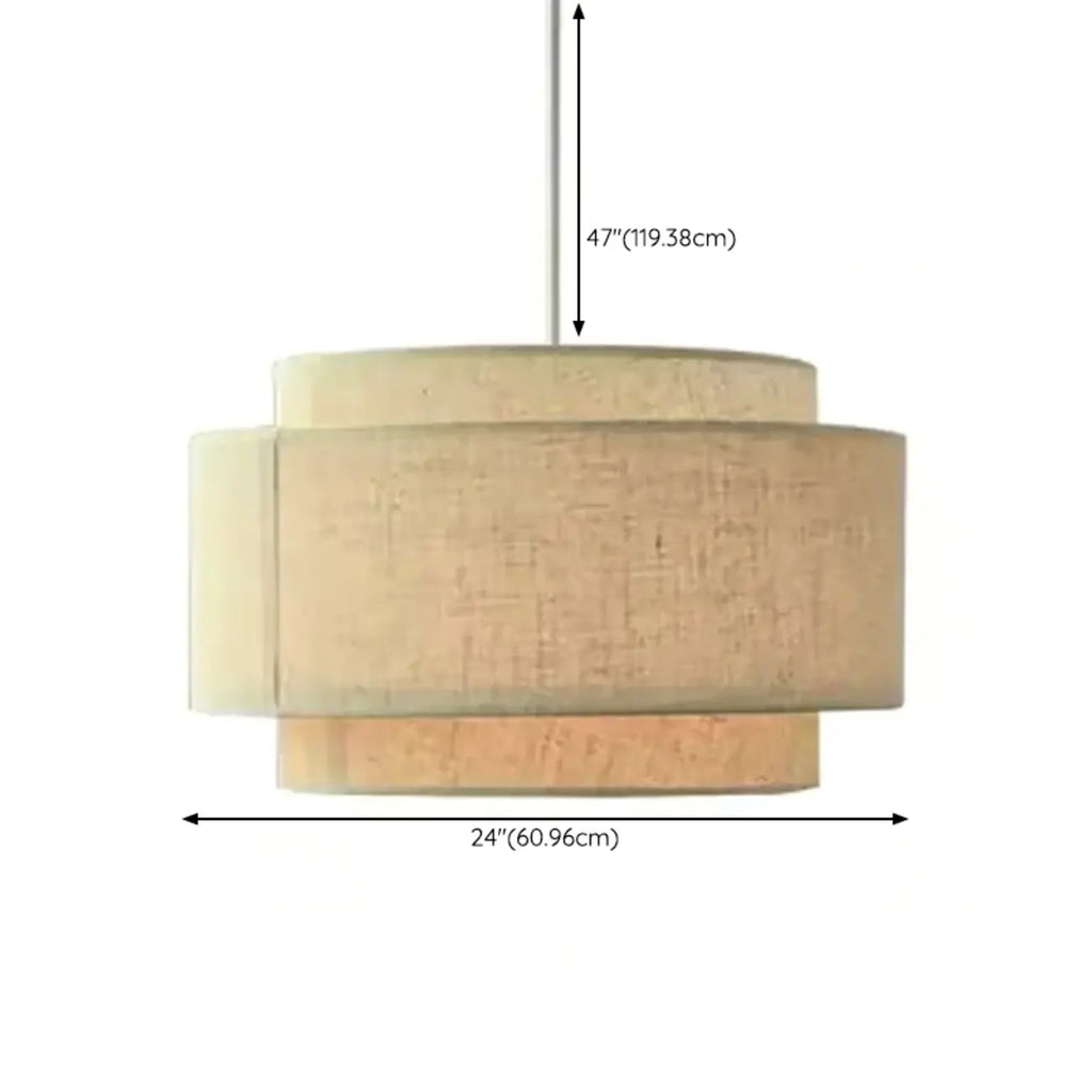 Beige Layered Elegance Fabric Pendant Light for Dining Area