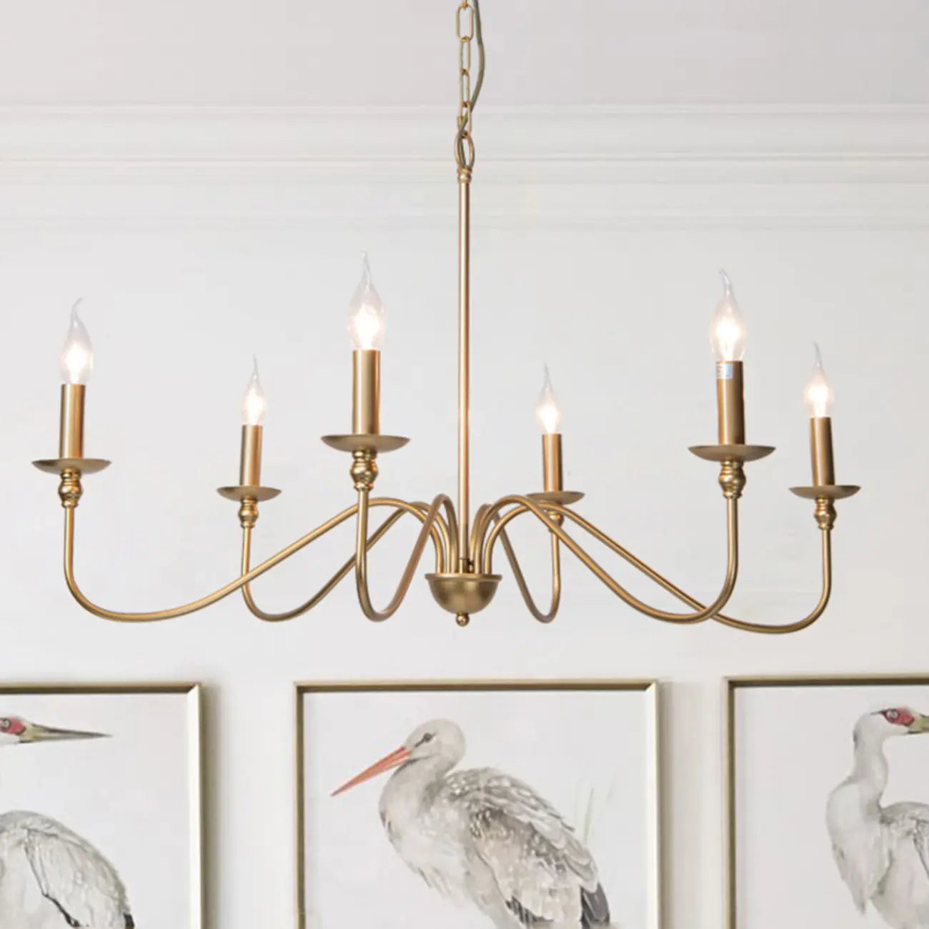 Adjustable Height Classic Golden Candelabra Chandelier