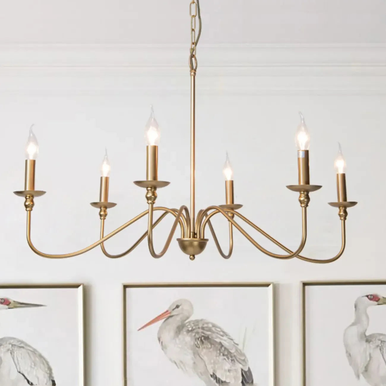 Adjustable Height Classic Golden Candelabra Chandelier