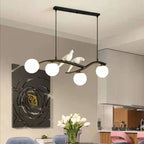 4-Light Glass Globe Shape Hanging Pendant Light Fixture for Kitchen
