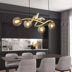 4-Light Glass Globe Shape Hanging Pendant Light Fixture for Kitchen