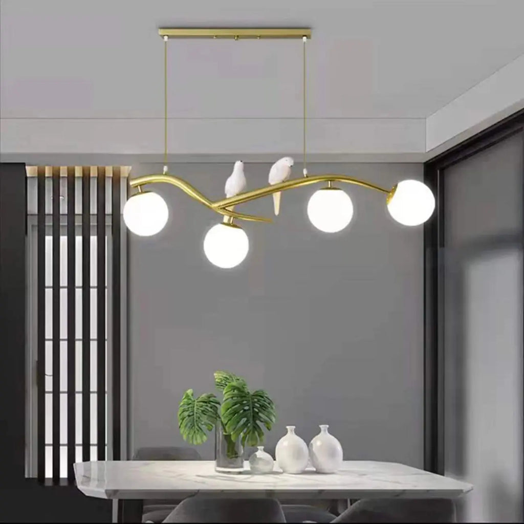 4-Light Glass Globe Shape Hanging Pendant Light Fixture for Kitchen