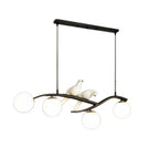 4-Light Glass Globe Shape Hanging Pendant Light Fixture for Kitchen