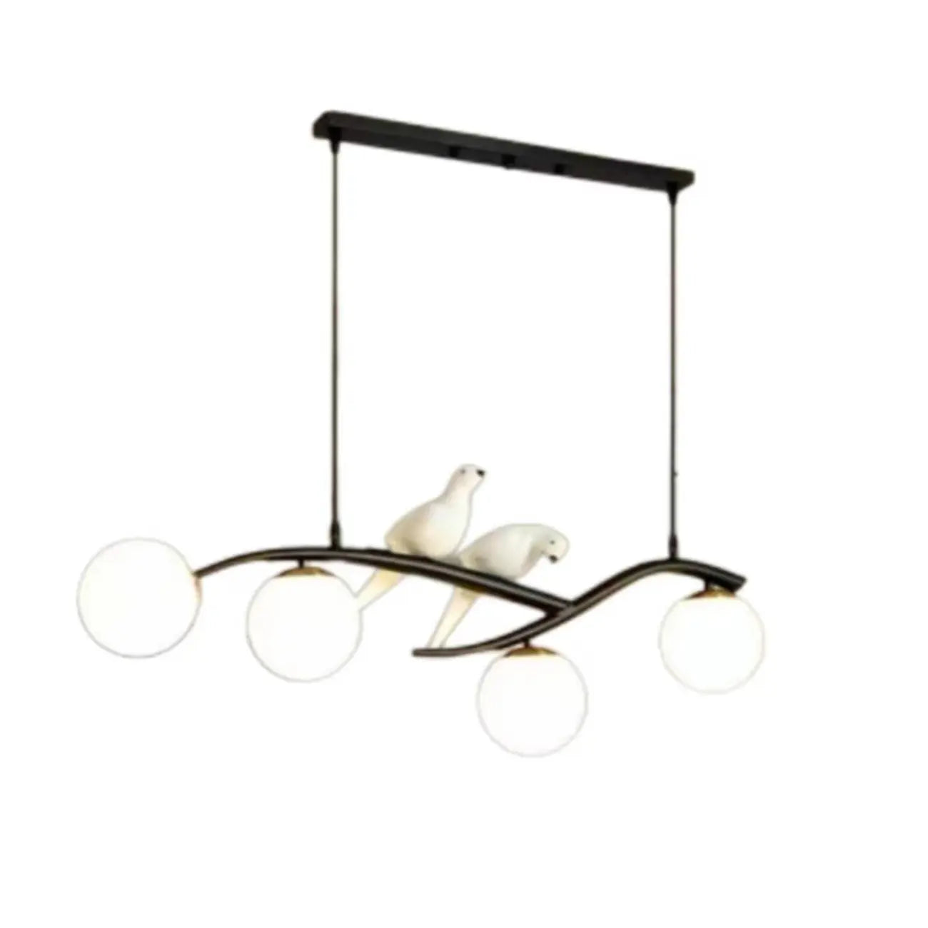4-Light Glass Globe Shape Hanging Pendant Light Fixture for Kitchen