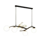 4-Light Glass Globe Shape Hanging Pendant Light Fixture for Kitchen