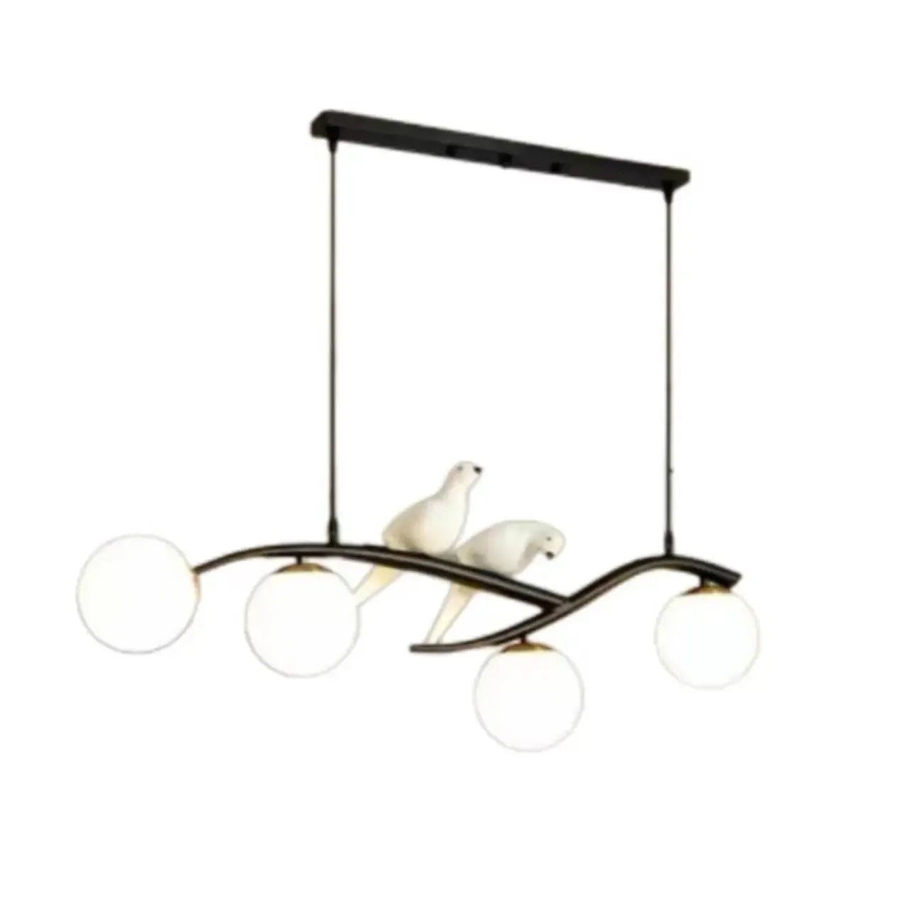 4-Light Glass Globe Shape Hanging Pendant Light Fixture for Kitchen