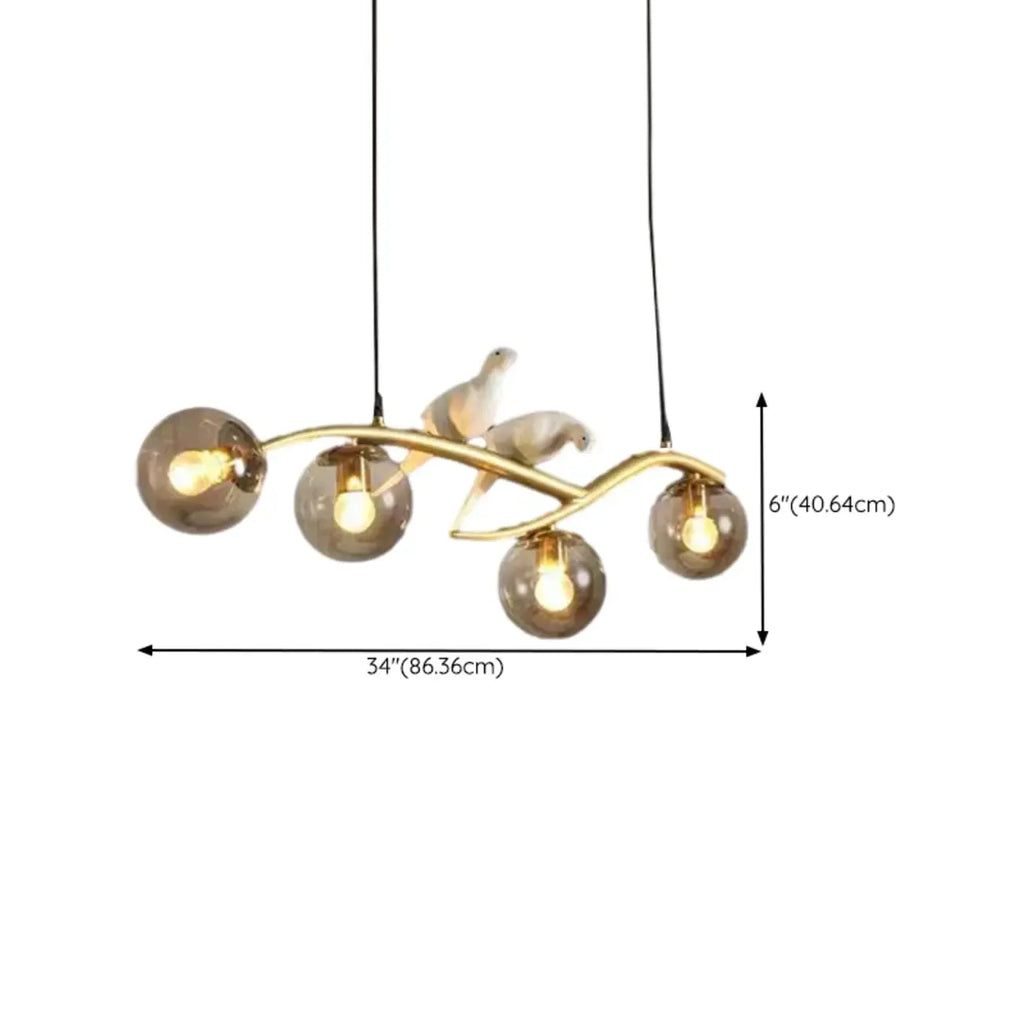4-Light Glass Globe Shape Hanging Pendant Light Fixture for Kitchen