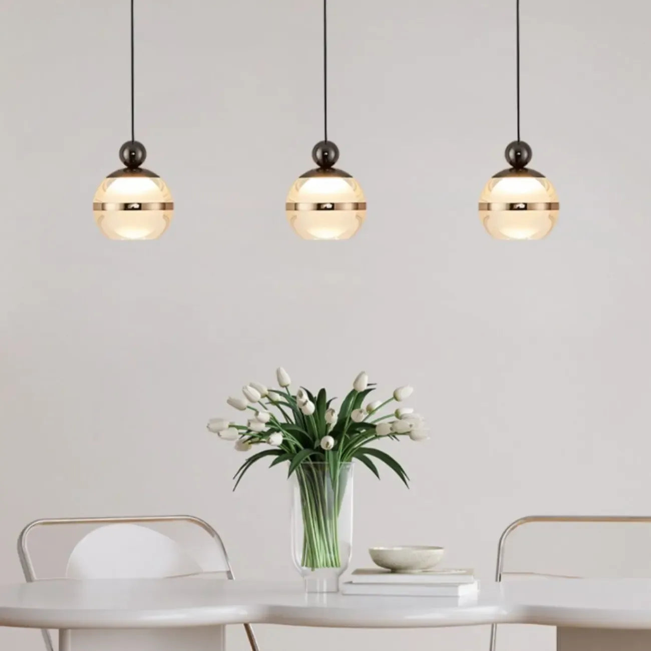Modern Gold Glass 3-Light Adjustable Island Light