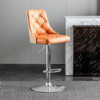 Modern Adjustable Full Back Tufted Leather Bar Stool